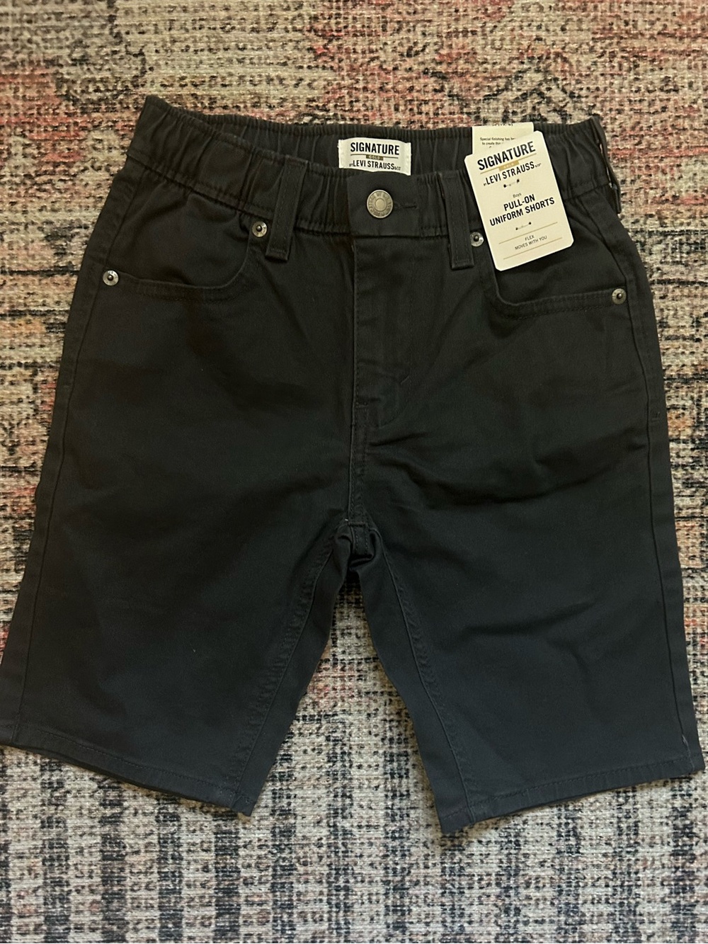 Signature by Levi Strauss Black Pull-On Uniform Kids Shorts Size 7-8 Medium